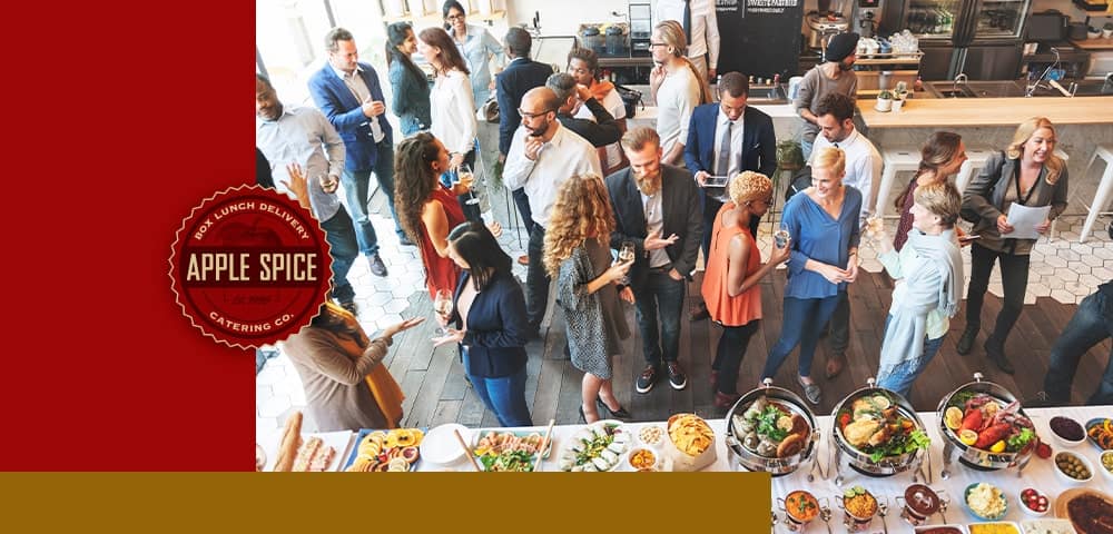 Company Potluck Gathering at Apple Spice business event with catering